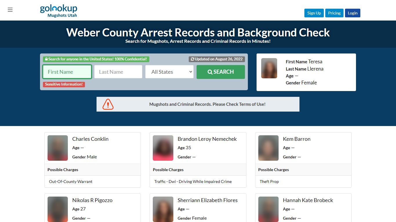 Weber County Mugshots, Weber County Arrest Records - GoLookUp