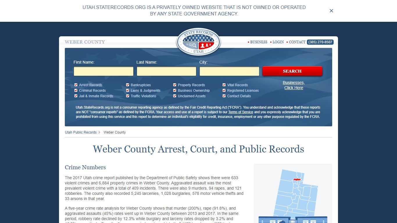 Weber County Arrest, Court, and Public Records